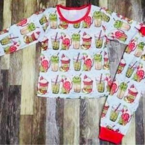 Girls Boutique Holiday Latte Pajama Set Sz 5/6 Worn 2x, EUC!